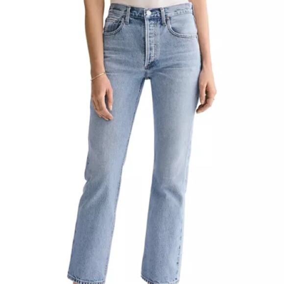 AGOLDE Ripley High Rise Straight Fray Ankle Jeans Riptide Wash Sz 24 - Picture 1 of 10